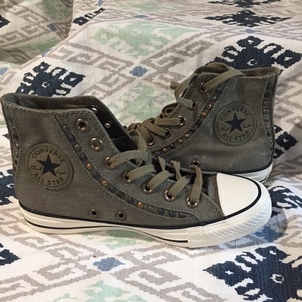 New RARE Converse Olive Green Studded High Tops